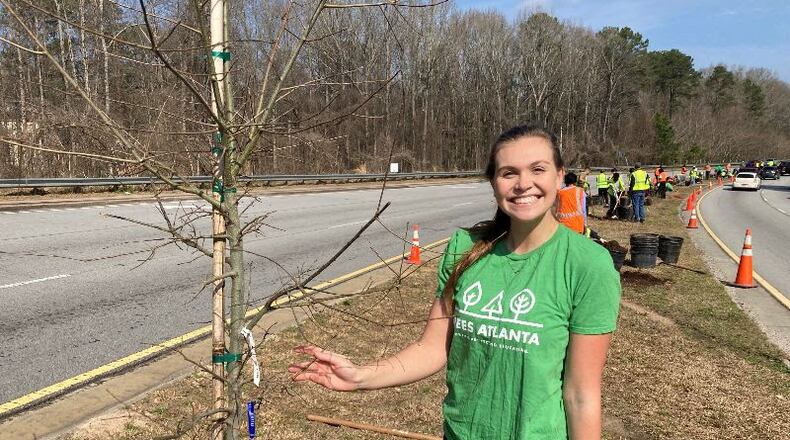 Maddie Holodnik, a Volunteer Services intern with Trees Atlanta planting trees earlier this year. COURTESY TREES ATLANTA