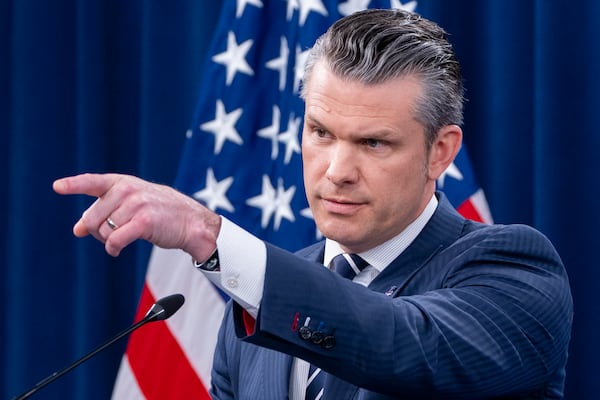 Defense Secretary Pete Hegseth speaks during a news conference at the Pentagon in Washington, Sunday, June 22, 2025, after the U.S. military struck three sites in Iran, directly joining Israel's effort to decapitate the country's nuclear program. (AP Photo/Alex Brandon)