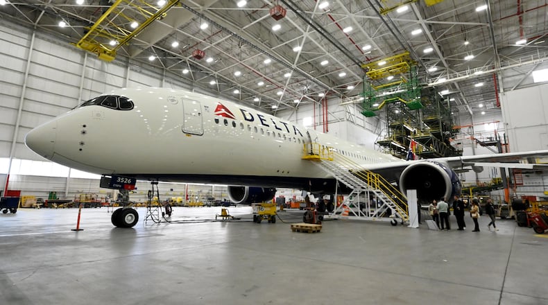 Since tariffs went into effect in early April, Atlanta-based Delta Air Lines has managed to accept delivery of three new tariff-free Airbus planes. (Hyosub Shin/AJC)