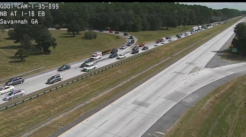 I-16 has all lanes directed eastbound in preparation for Hurricane Matthew (Credit: Georgia 511)