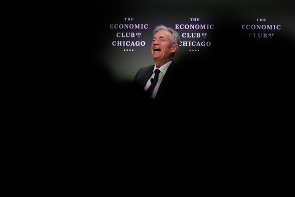 Chair of the Board of Governors of the Federal Reserve System Jerome Powell speaks during an event hosted by the Economic Club of Chicago, Wednesday, April 16, 2025, in Chicago. (AP Photo/Erin Hooley)