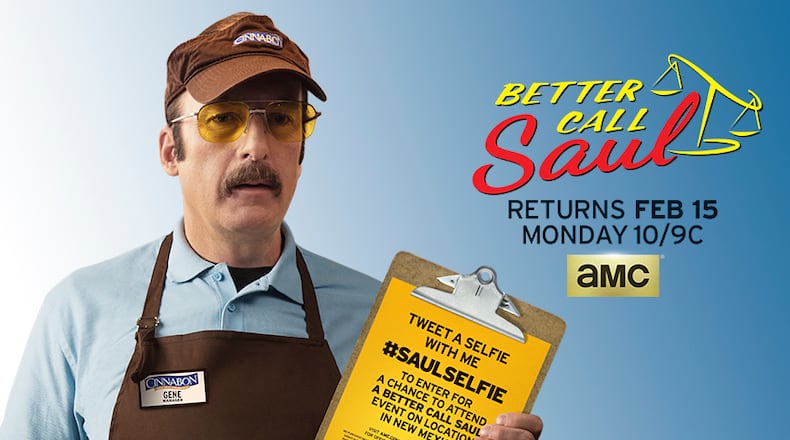 Enter the #SaulSelfie sweepstakes and grab a free cup of coffee on Monday, Feb. 15 at all Cinnabon locations to celebrate the season two premiere of "Better Call Saul."