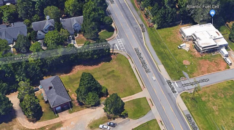 Construction has begun on a two-story townhome development near the intersection of Medlock Bridge Road and Bankside Way in Peachtree Corners. Google Maps