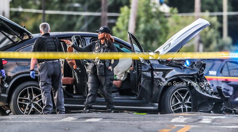 Joseph E. Boone Boulevard was blocked at Joseph E.  Lowery Boulevard. Uniform police officers were on the scene Thursday morning.
