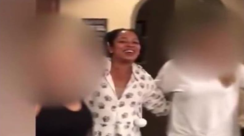 This still from a video obtained by WSB shows Tamla Horsford at the November 2018 adult slumber party where she was found dead.