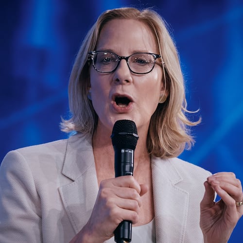 Heather Gerken, President of Ford Foundation, speaks during the Clinton Global Initiative, Tuesday, Sept. 22, 2026, in New York. (AP Photo/Andres Kudacki)