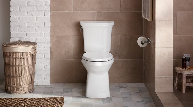 A skirted toilet is for the most part a cosmetic upgrade that conceals the trapway of the toilet. (Kohler)