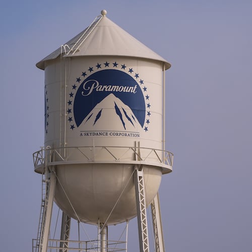 FILE - The Paramount Pictures water tower is seen in Los Angeles on Dec. 17, 2025. (AP Photo/Jae C. Hong, File)