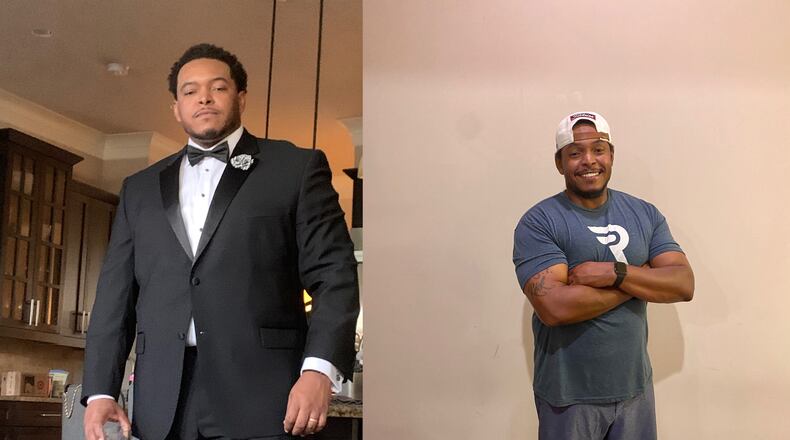 In the photo on the left, taken in November 2019, Henry “Butch” Bailey weighed 320 pounds. In the photo on the right, taken in September, he weighed 258 pounds. (Photos courtesy of Henry “Butch” Bailey)