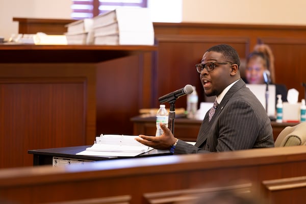 Stockbridge Mayor Jayden Williams answers questions as a witness during an investigative hearing on Saturday. (Frankie Cole for the AJC)