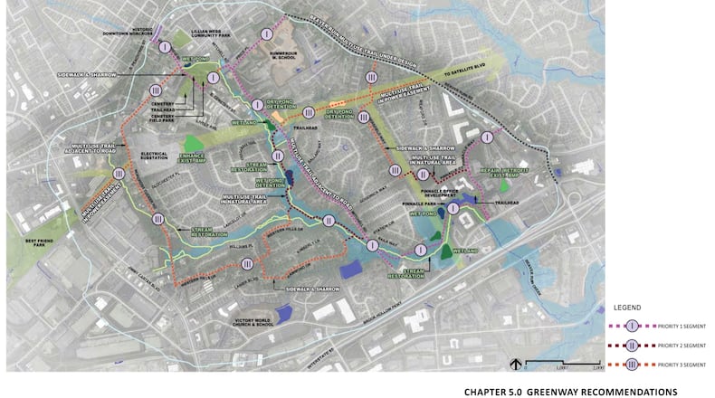 Norcross been awarded $380,000 in Livable Centers Initiative funds with a $95,000 required match for preliminary engineering for a pedestrian trail project for Prioroty/Phase 1 segments of the Beaver Ruin Greenway. (Courtesy City of Norcross)