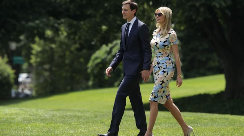Ivanka Trump, daughter and assistant to U.S. President Donald Trump, walks with her husband, White House senior adviser Jared Kushner, on the South Lawn prior to their departure from the White House May 19, 2017 in Washington, DC. (Photo by Alex Wong/Getty Images)