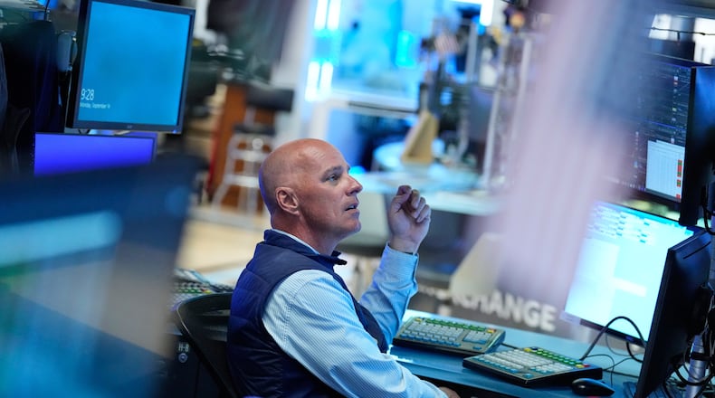 John O'Hara works on the floor at the New York Stock Exchange in New York, Monday, Sept. 14, 2026. (AP Photo/Seth Wenig)