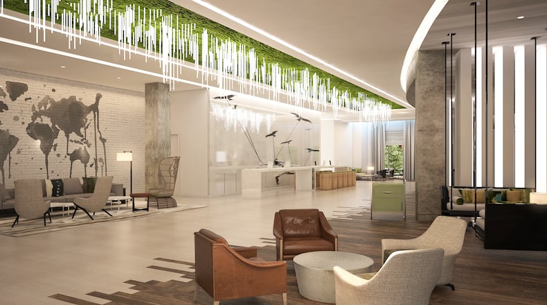 Rendering of Renaissance Atlanta Airport Gateway hotel lobby. Credit: Rottet Studio