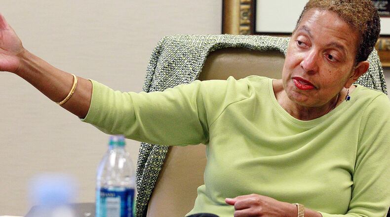 April 2, 2013-ATLANTA: Atlanta Housing Authority chief Renee Glover defends high salaries paid to top executives in the organization during an interview in Atlanta on Tuesday April 2nd, 2013. Much has been made of Renee Glover's $300,000-plus salary as head of the Atlanta Housing Authority. But she's not alone in being exceptionally well paid. More than a dozen of the authority's executives pull down more than Georgia's governor. And a survey of salaries at a half dozen similar-sized or larger public housing agencies around the country reveals that Atlanta's pay structure is far out of whack. PHIL SKINNER / PSKINNER@AJC.COM