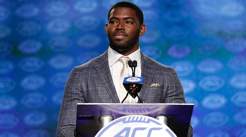 Georgia Tech linebacker KeShun Freeman during his appearance at the ACC Kickoff media gathering.
