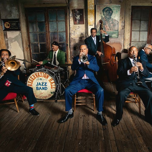 Wendell Brunious (center) plays at Preservation Hall in New Orleans. He notes there are talented musicians in many cities but "they don’t have the feeling we have." (Courtesy of Preservation Hall)