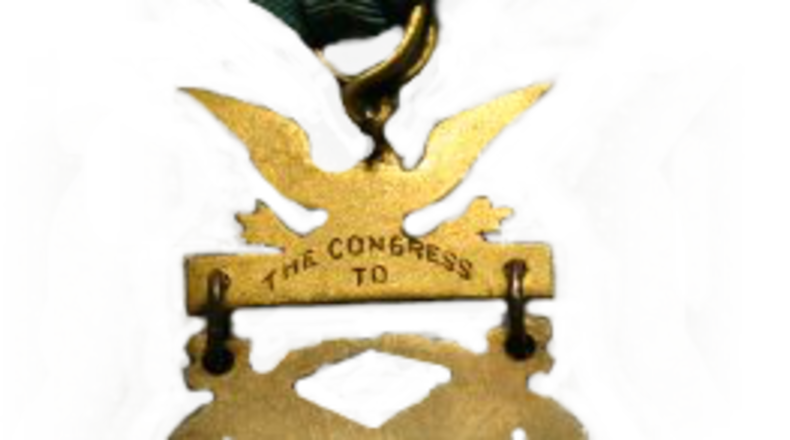 Back of a Medal of Honor, issued in 1904 but originally awarded in 1863, to Wilson W. Brown, a Union soldier and Andrews Raider, that recently went on view at Kennesaw’s Southern Museum.