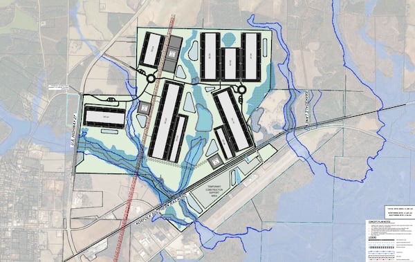 This is site map shows the potential QTS data center campus in Blakely. (Courtesy of city of Blakely)