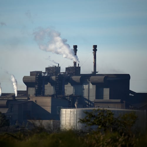 FILE - The ArcelorMittal steel plant sits in Fos-sur-Mer, southern France, Monday, Nov. 7, 2022.(AP Photo/Daniel Cole, File)