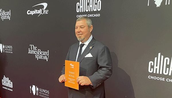 Chef Terry Koval of the Deer and the Dove and B-Side in Decatur is seen on the red carpet at the James Beard Foundation Awards in Chicago. Angela Hansberger for The Atlanta Journal-Constitution