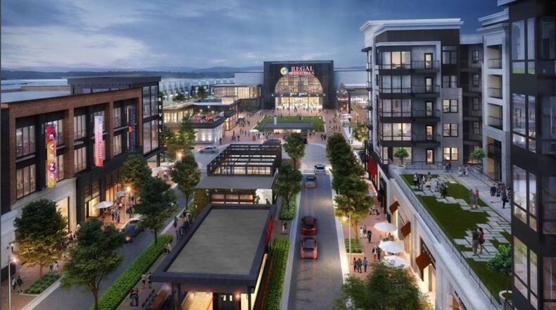 A rendering of the proposed 'Revel' project on Gwinnett County's Infinite Energy Center campus near Duluth. (Via Gwinnett County planning documents)