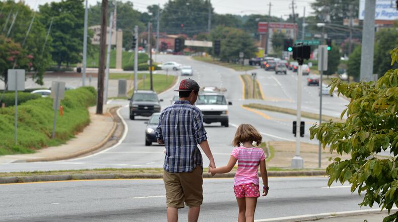 A plan to beautify and improve the safety and walkability of the streets around Northlake Mall in Tucker was put on hold last year due to the federal transportation funding crisis. BRANT SANDERLIN /BSANDERLIN@AJC.COM.