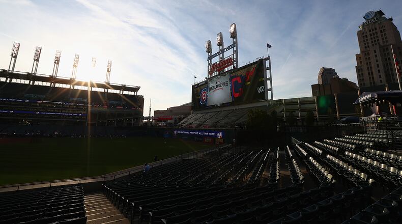 CLEVELAND, OH - NOVEMBER 02: A general view of Progressive Field prior to Game Seven of the 2016 World Series between the Chicago Cubs and the Cleveland Indians on November 2, 2016 in Cleveland, Ohio. (Photo by Tim Bradbury/Getty Images)