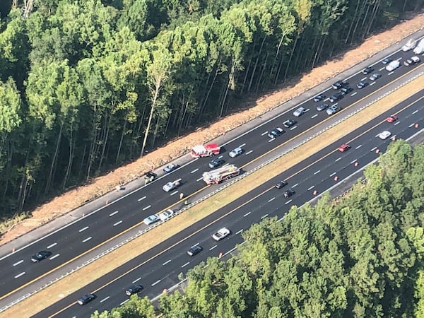 This wreck I-20/westbound west of Lee Road was one of several problems in this sunny construction zone last Thursday afternoon.