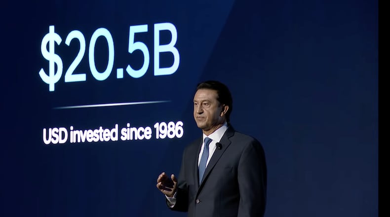 Hyundai Motor Co. CEO and President José Muñoz — pictured announcing the second phase of construction and investment at the automaker's Georgia Metaplant in September — said Wednesday that an unnamed White House official called Muñoz and said he or she was "didn't know" about the September raid at HL-GA Battery on Hyundai's campus near Savannah. (Courtesy of Hyundai Motor Co.)