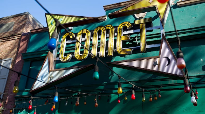 The front door of Comet Ping Pong pizza shop, in Washington in a December file photo. AP/Jose Luis Magana
