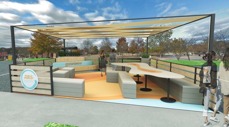 The Suwanee City Council recently approved funding to build two Town Center parklets. COURTESY CITY OF SUWANEE