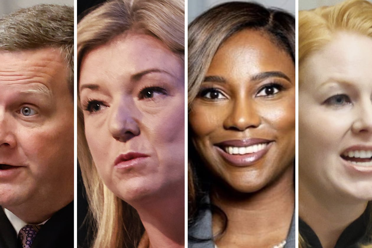 Georgia Supreme Court candidates (from left) Charlie Bethel, Jen Jordan, Miracle Rankin and Sarah Warren. Warren and Bethel defeated election challenges Tuesday from Jordan and Rankin in nonpartisan races. (AJC file photos)