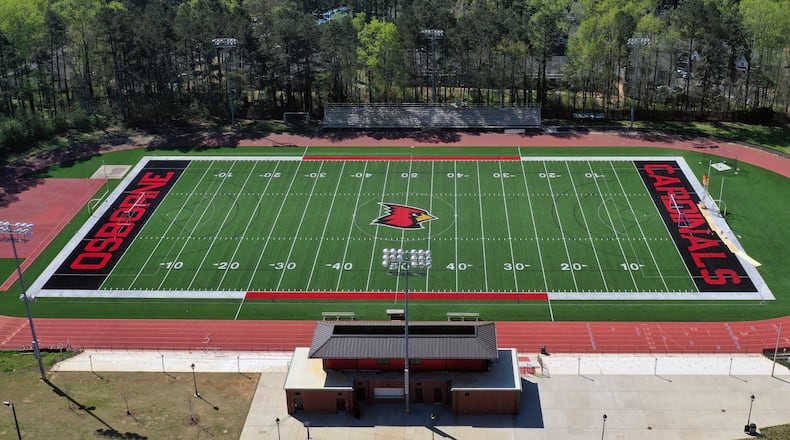 New artificial turf on the field and renovations of the press box and concession areas are among the recent improvements to the football stadium at Osborne High School.