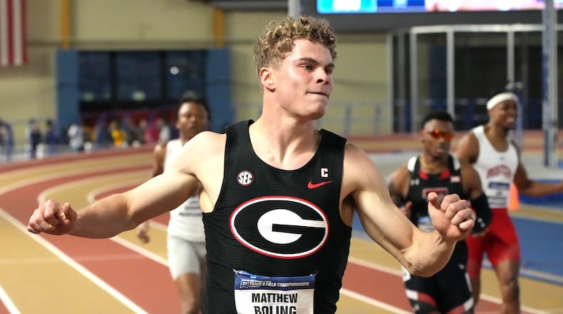 Former UGA sprint star Matthew Boling (shown here during an indoor meet in 2022) finished eighth in the finals of the 400 meters at the U.S. Olympic track and field trials Monday.