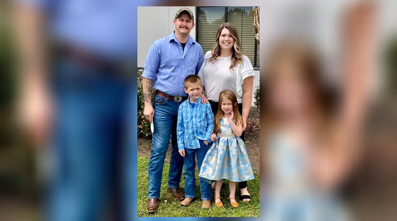 Hall County Deputy Patrick Neil Holtzclaw (left) lost his wife Avonlea Holtzclaw and their two young children in a wreck Sunday afternoon in Habersham County. The deputy was not in the vehicle at the time.
