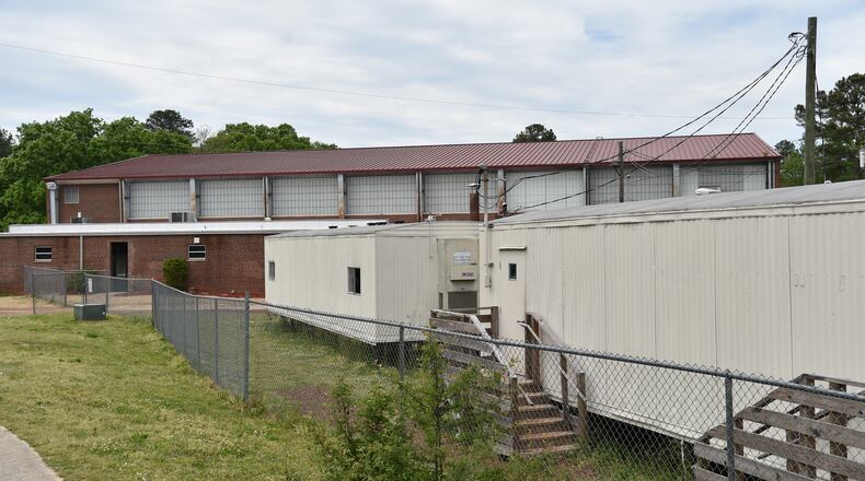 April 20, 2016 Atlanta: Portable classrooms at Cross Keys High School in DeKalb County. Cross Keys is one of the schools on the list for renovation via DeKalb's penny sales tax for school improvements. BRANT SANDERLIN/BSANDERLIN@AJC.COM