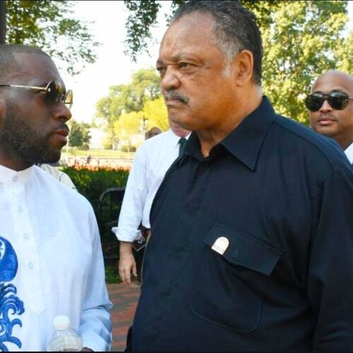 Rev. Jesse Jackson (right) and Rev. Jamal-Harrison Bryant. "The most affirming moments of my life was having Reverend Jackson stand with me in this Target boycott," says Bryant. (Courtesy of Jamal-Harrison Bryant)