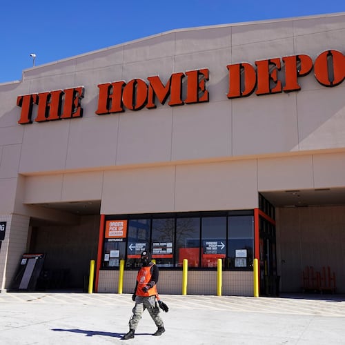 FILE - A view of the exterior of the Home Depot improvement store, in Niles, Ill., on Feb. 19, 2022. (AP Photo/Nam Y. Huh, File)