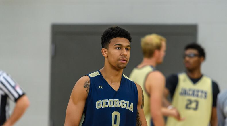 Justin Moore at Georgia Tech men's basketball practice, Zelnak Center, October 11, 2016 (Danny Karnik/Georgia Tech Athletics)