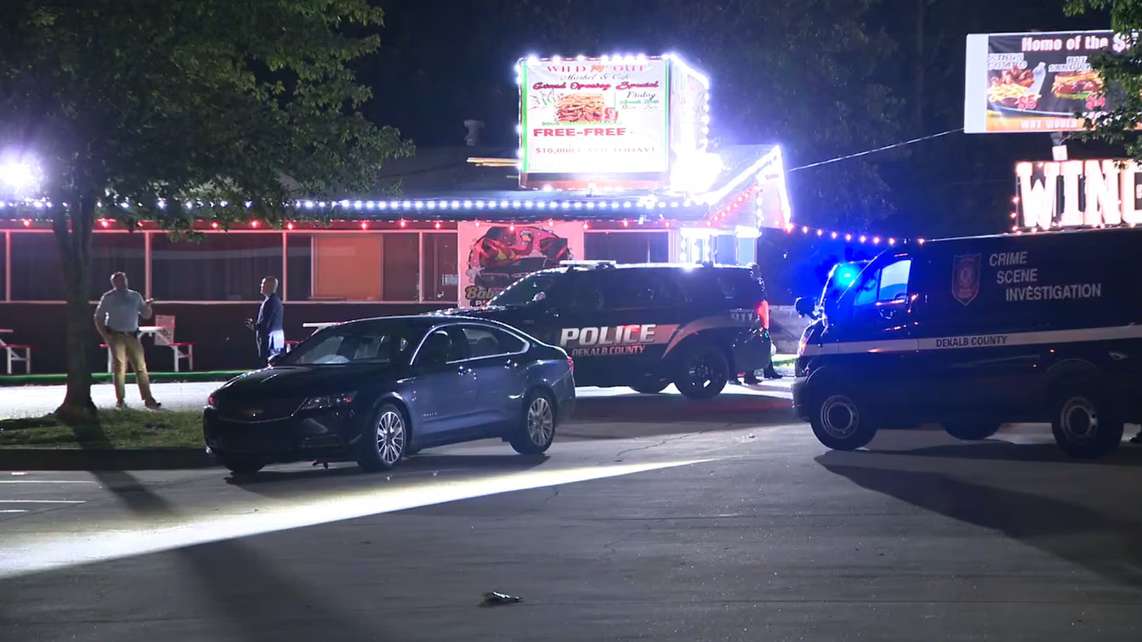 DeKalb County police are investigating a fatal shooting in a parking lot on Columbia Drive early Wednesday. (Courtesy of Channel 2 Action News)