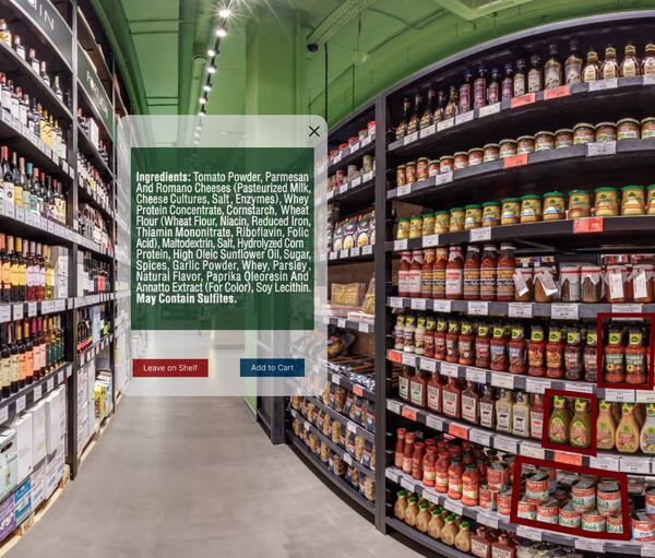 Ph.D student Blaire Bosley's application shows the inside of a virtual grocery store