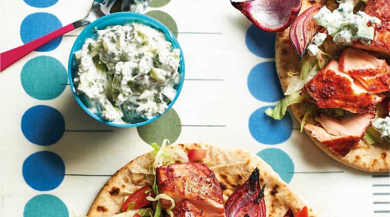 Tandoori paste kicks up the flavor of salmon in these shawarma-inspired tacos. Contributed by Faith Mason