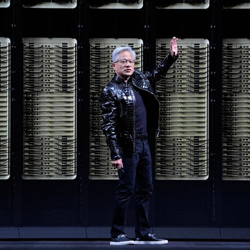 Nvidia founder and CEO Jensen Huang speaks about the NVIDIA Rubin AI super computing platform during a Nvidia news conference ahead of the CES tech show Monday, Jan. 5, 2026, in Las Vegas. (AP Photo/John Locher)