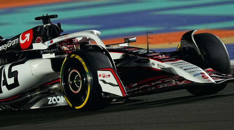 Haas driver Esteban Ocon of France in action during the sprint qualifying for the Formula One Qatar Grand Prix in Friday, Nov. 28, 2025. (AP Photo/Altaf Qadri, Pool)