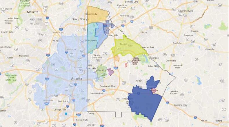Ten cities have been formed in metro Atlanta since 2005, including four in DeKalb County: Brookhaven, Dunwoody, Stonecrest and Tucker. Map via @2017 Google