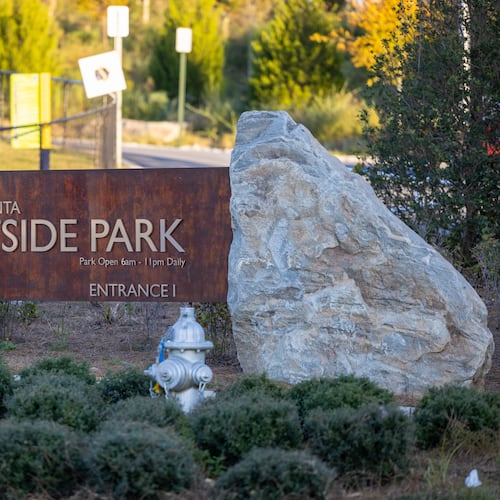 Westside Reservoir Park entrance sign on October 6, 2022
