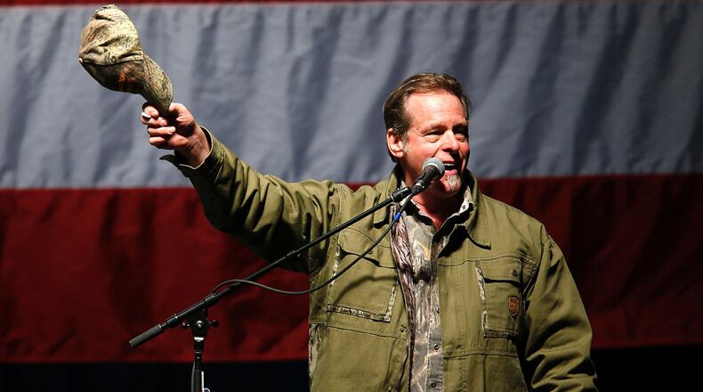 US singer Ted Nugent sings the National Anthem (JEFF KOWALSKY/AFP/Getty Images)