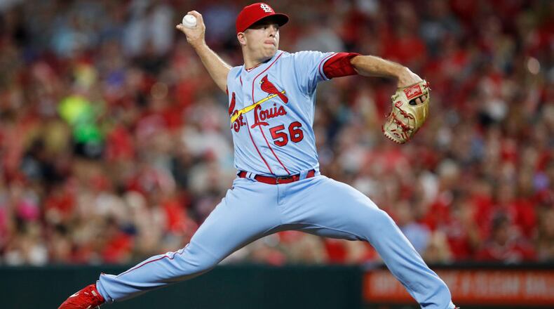 Ryan Helsley of the St. Louis Cardinals pitches in the sixth inning against the Cincinnati Reds at Great American Ball Park on August 17, 2019 in Cincinnati, Ohio. The Reds won 6-1. (Photo by Joe Robbins/Getty Images)