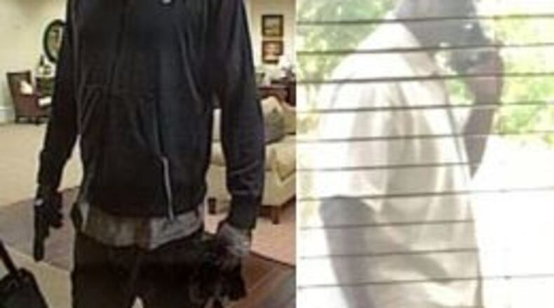 Police say the man in the photo at right matches the physical description of the man in the left photo, which is from the July 7 bank robbery attempt on Peachtree Parkway. (Credit: Gwinnett County Police Department)